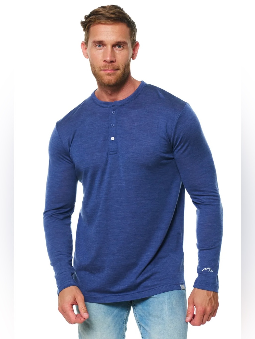 Merino Tech Merino Wool Henley Long Sleeve 170 Grey Blue Size Medium